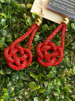 Hanging Earrings Red With Gold Hooks